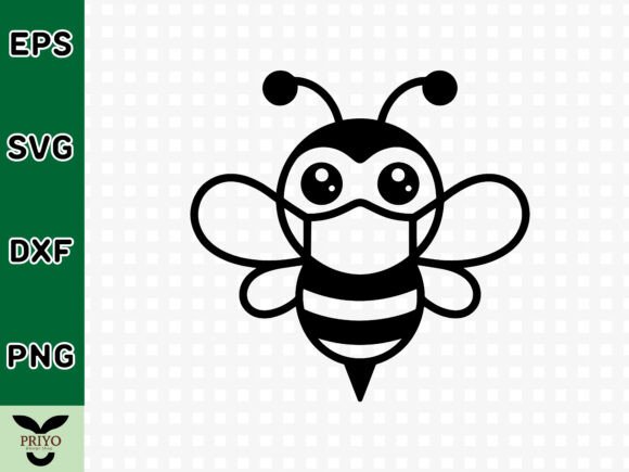 Bumble Bee Wearing Face Mask SVG