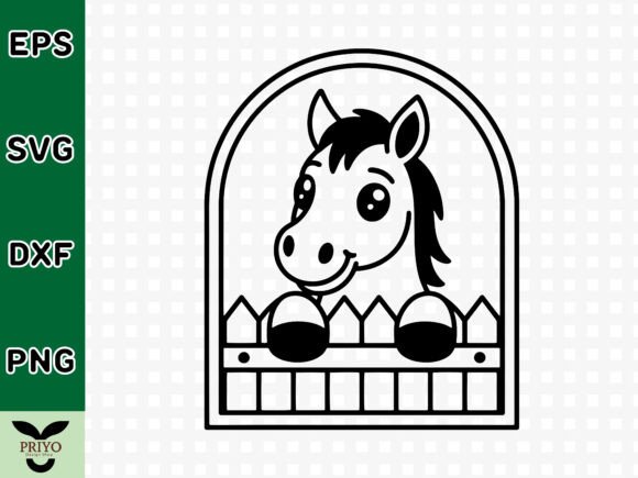 Cute Baby Horse Peeking over Fence SVG