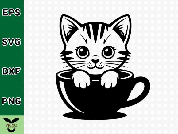 Cute Cat in Cup SVG