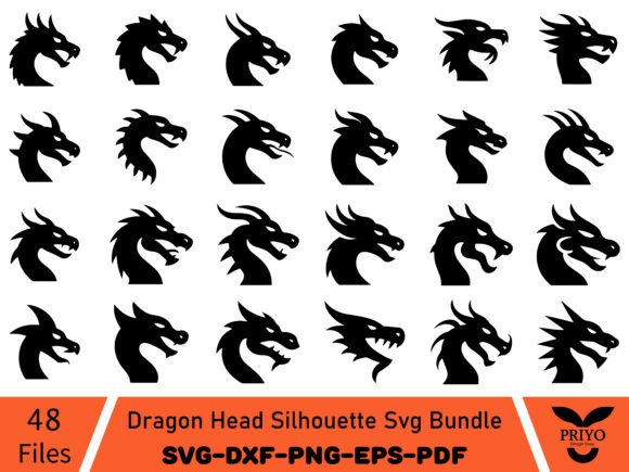 Dragon Head Silhouette SVG Bundle