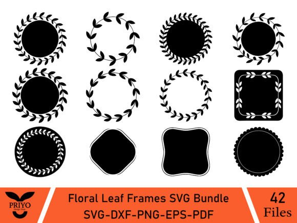 Floral Leaf Frames SVG Bundle
