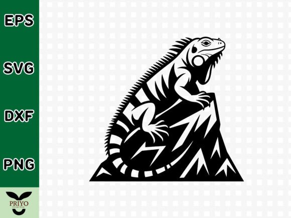 Iguana Lizard Perched on Rock SVG