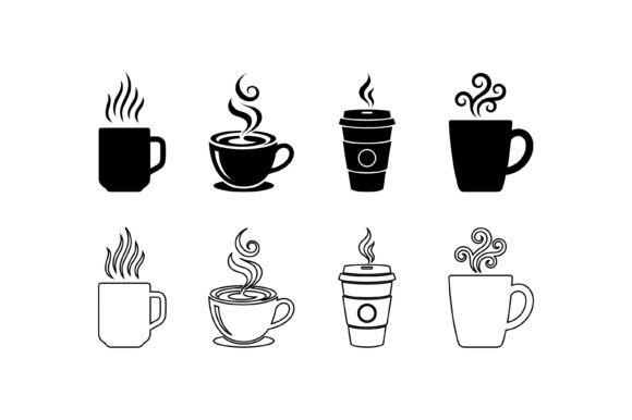 Minimal Hot Coffee Cup Icon Set