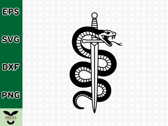 Serpent Coiled Around Dagger SVG