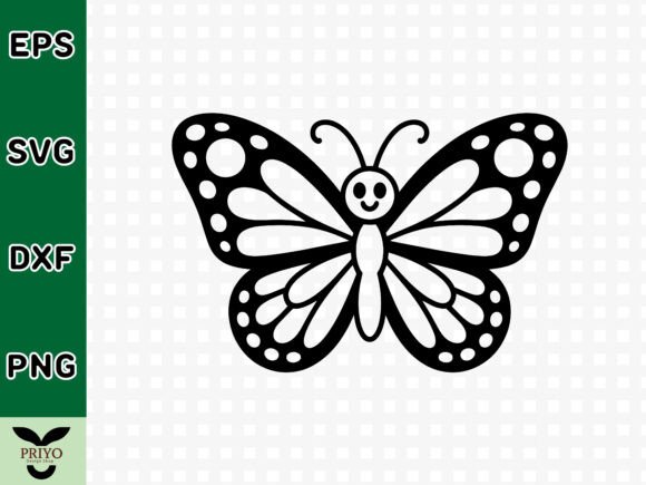 Smiling Kawaii Butterfly SVG