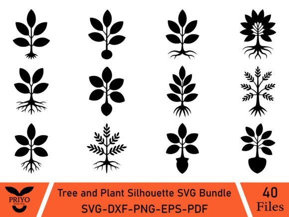 Tree and Plant Silhouette SVG Bundle