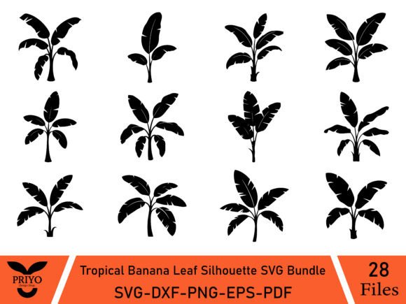 Tropical Banana Leaf Silhouette SVG