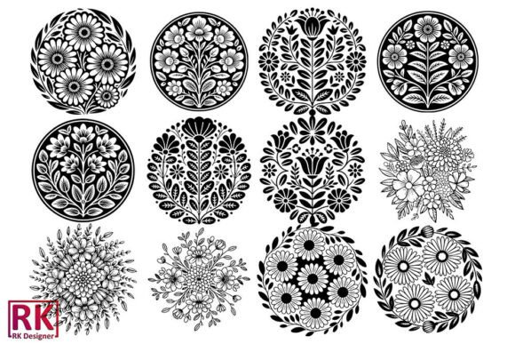 White Floral Circle SVG Bundle